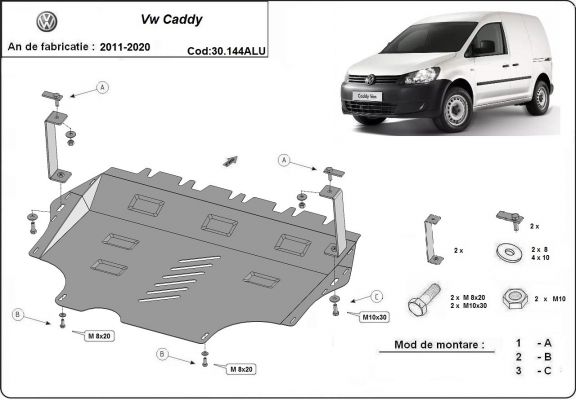 Protetor de Carter de alumínio VW Caddy 
