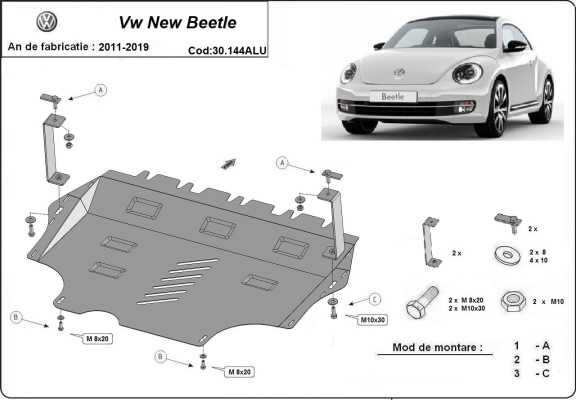 Protetor de Carter de alumínio Volkswagen New Beetle