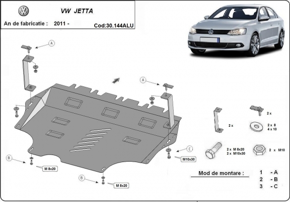 Protetor de Carter de alumínio VW Jetta