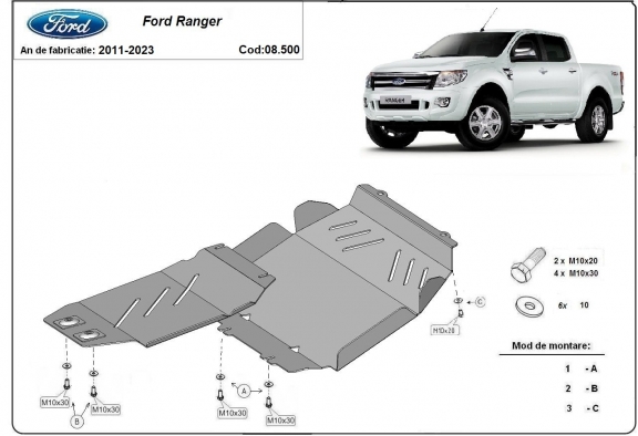Protetor de Carter de aço Ford Ranger