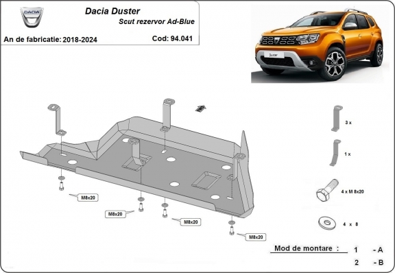 Protetor de aço tanque AdBlue Dacia Duster