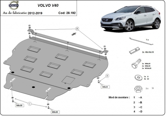 Protetor de Carter de aço Volvo V40