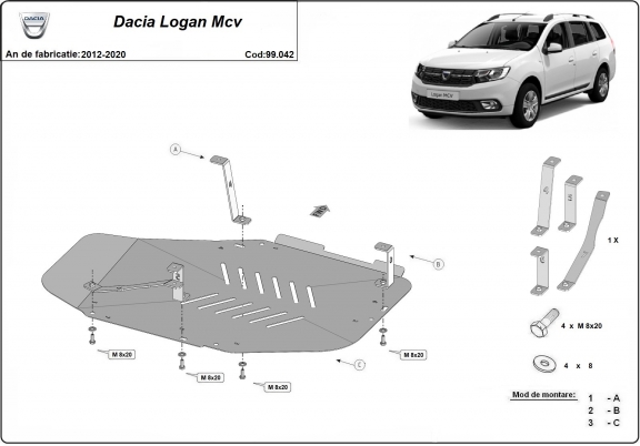 Protetor de aço para o tanque de combustível Dacia Logan II