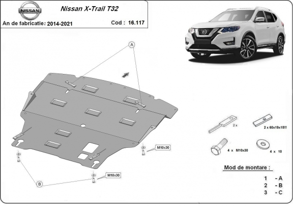 Protetor de Carter de aço Nissan X-Trail T32