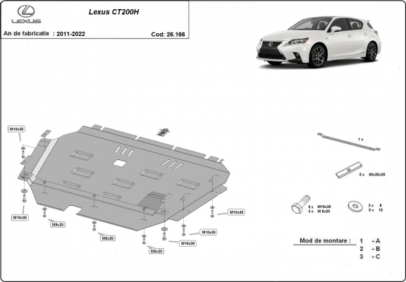 Protetor de Carter de aço Lexus CT200H