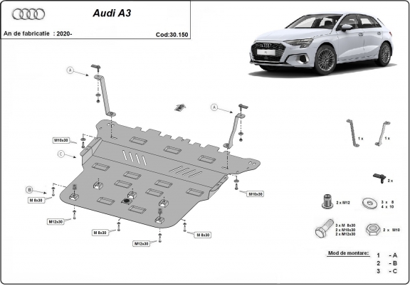 Protetor de Carter de aço Audi A3