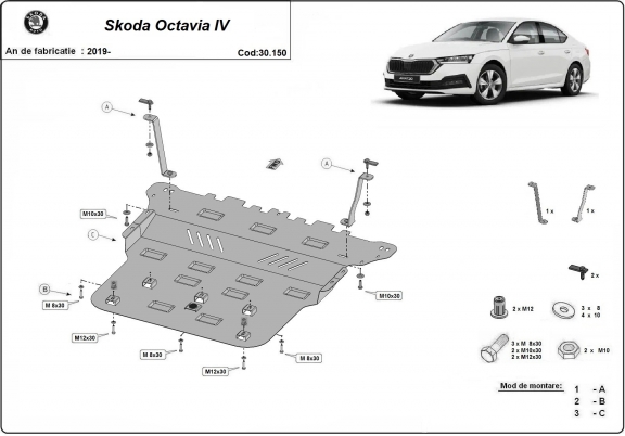 Protetor de Carter de aço Skoda Octavia 4