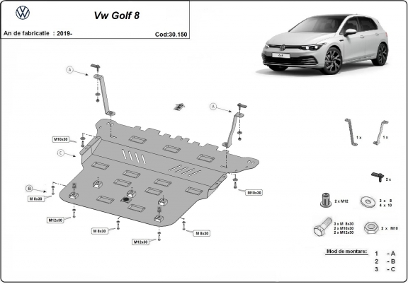 Protetor de Carter de aço VW Golf 8