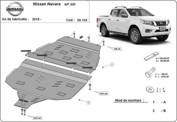  Protetor de caixa de velocidades de aço  Nissan Navara NP300 - D23