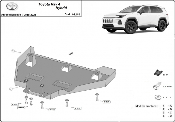  Protetor diferencial de aço  Toyota RAV 4 Hybrid