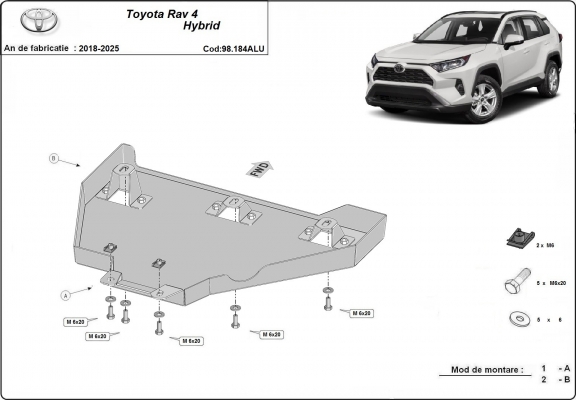 Protetor diferencial de alumínio Toyota Rav4