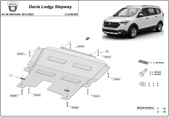 Protetor de Carter de aço Dacia Lodgy Stepway
