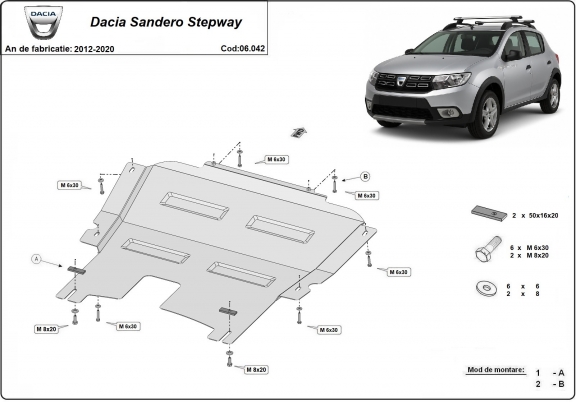 Protetor de Carter de aço Dacia Sandero Stepway