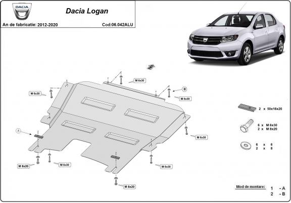 Protetor de Carter de alumínio DACIA LOGAN 2