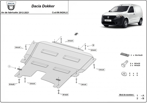 Protetor de Carter de alumínio Dacia Dokker