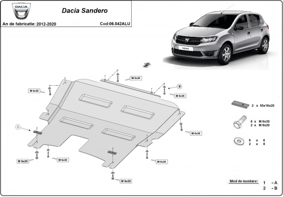 Protetor de Carter de alumínio DACIA  SANDERO 2