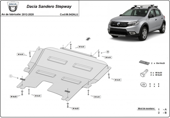 Protetor de Carter de alumínio Dacia SanderoStepway
