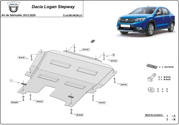 Protetor de Carter de alumínio Dacia Logan Stepway
