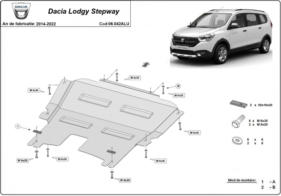 Protetor de Carter de alumínio Dacia Lodgy Stepway