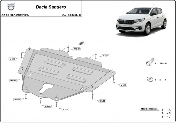 Protetor de Carter de alumínio Dacia Sandero