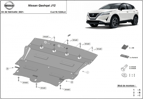 Protetor de Carter de Alumínio Nissan Qashqai J12