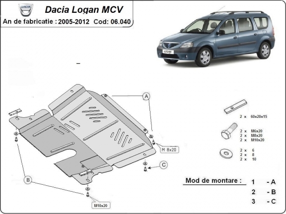 Protetor de Carter de aço Dacia Logan 1 MCV