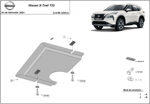 Protetor diferencial de alumínio Nissan X-Trail T33