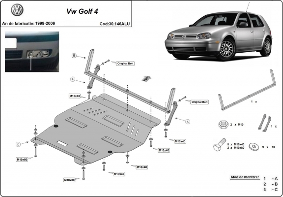 Protetor de Carter de alumínio Volkswagen Golf