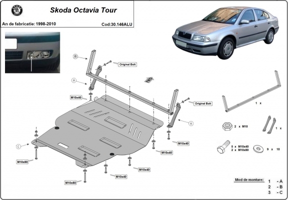 Protetor de Carter de alumínio Skoda Octavia