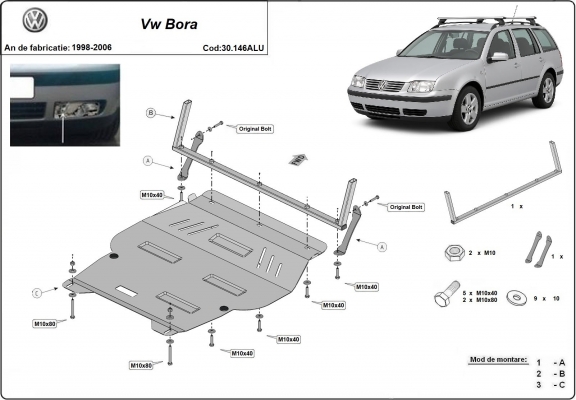 Protetor de Carter de alumínio Volkswagen Bora