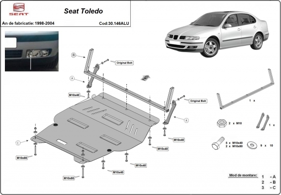 Protetor de Carter de alumínio Seat Toledo