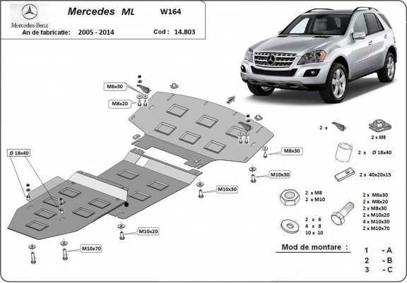 Protetor de Carter de aço Mercedes ML W164
