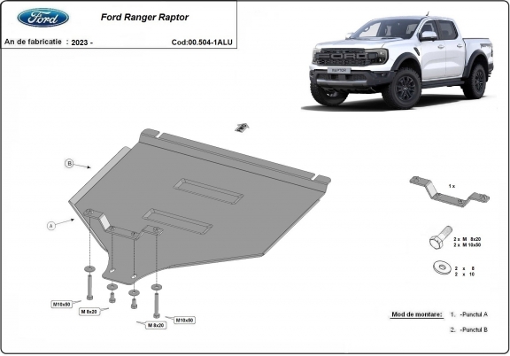  Protetor de caixa de velocidades de alumínio Ford Ranger Raptor