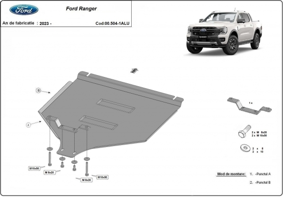  Protetor de caixa de velocidades de alumínio Ford Ranger