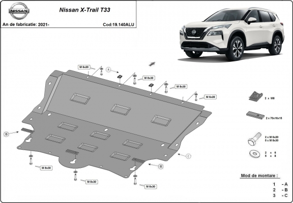 Protetor de Carter de Alumínio Nissan X-Trail T33
