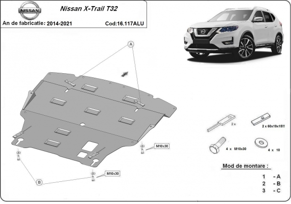 Protetor de Carter de Alumínio Nissan X-Trail T32