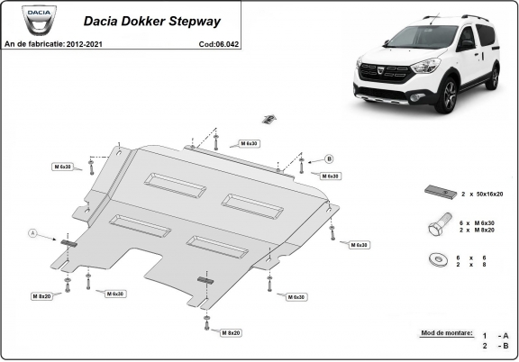 Protetor de Carter de aço Dacia Dokker Stepway