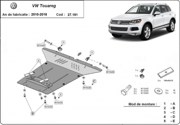 Protetor de Carter de aço VW Touareg 7P