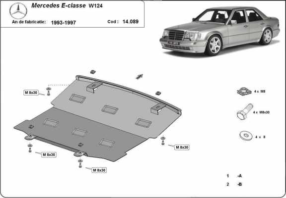 Protetor de Carter de aço Mercedes E-Classe W124 