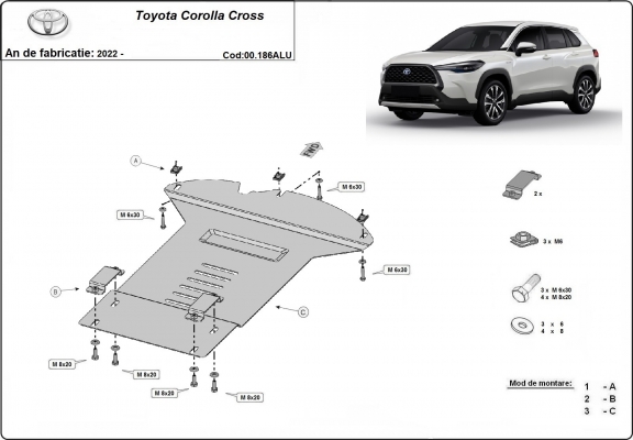 Protetor / bloqueio do catalisador de alumínio para Toyota Corolla Cross