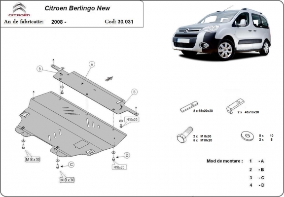 Protetor de Carter de aço Citroen Berlingo