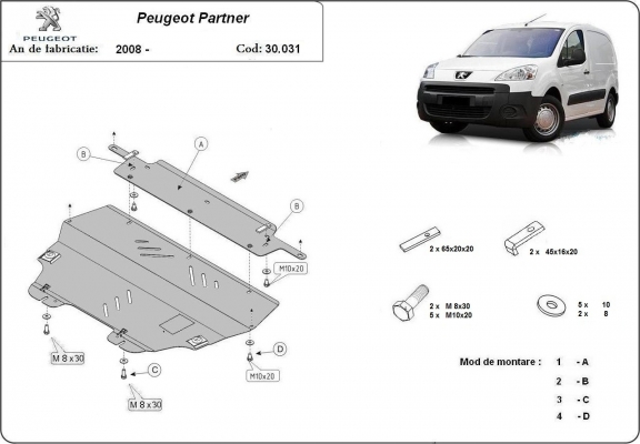 Protetor de Carter de aço Peugeot Partner