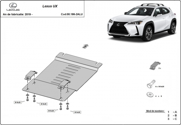 Protetor / bloqueio do catalisador de alumínio para Lexus UX