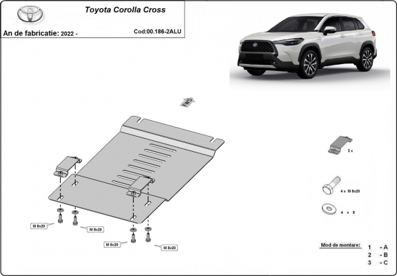 Protetor / bloqueio do catalisador de alumínio para Toyota Corolla Cross