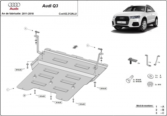 Protetor de Carter de alumínio Audi Q3