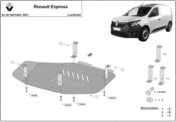 Protetor de aço para o tanque de combustível Renault Express