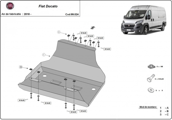 Protetor de aço para o tanque de combustível Fiat Ducato