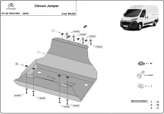 Protetor de aço para o tanque de combustível Citroen Jumper