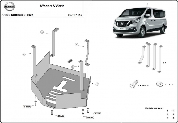 Protetor de conversor catalítico/cat lock Nissan NV300