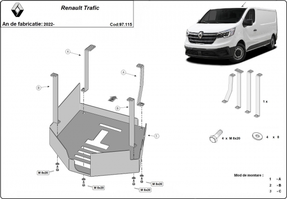 Protetor de conversor catalítico/cat lock Renault Trafic
